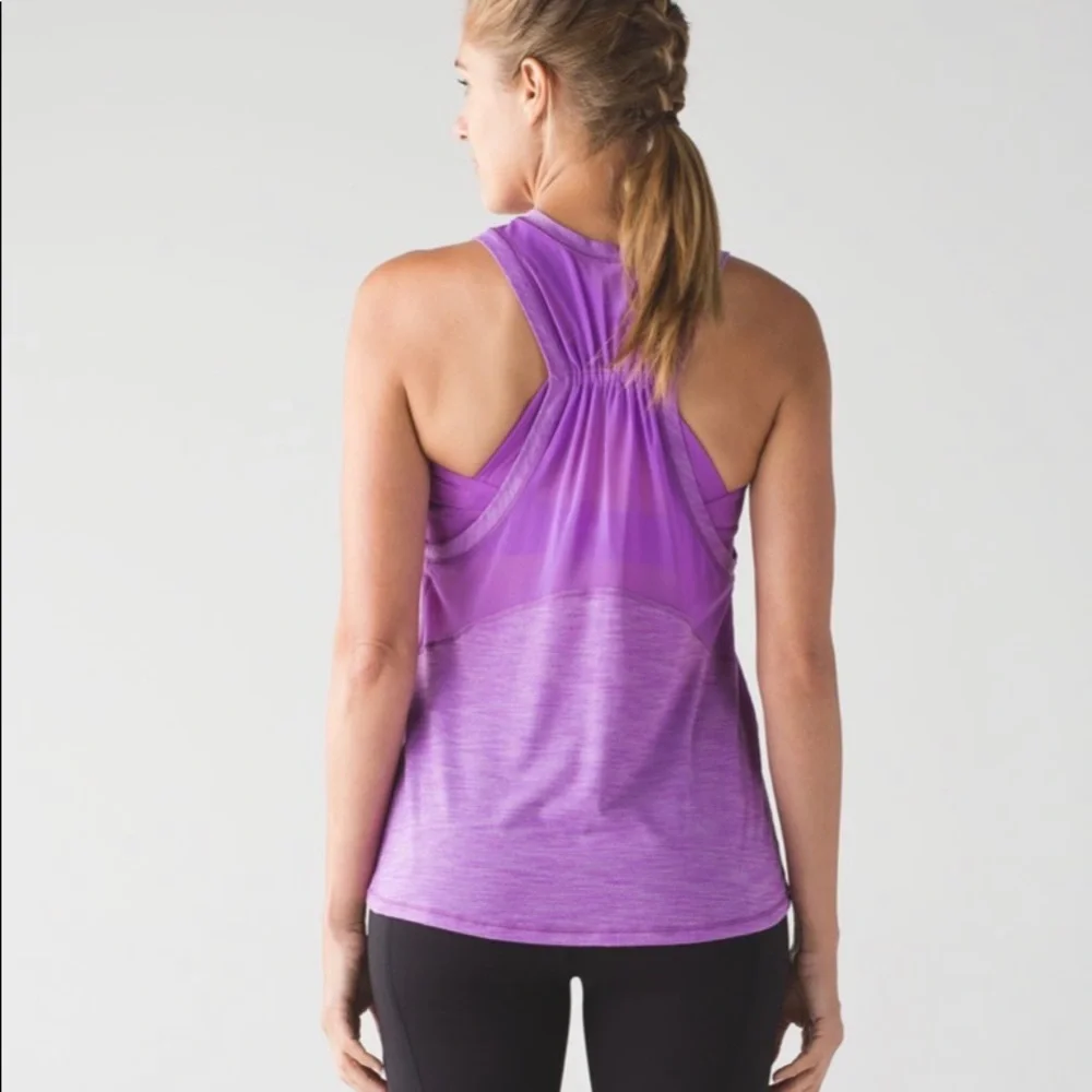 Lululemon work the circuit tank in Heathered Moonlit Magenta